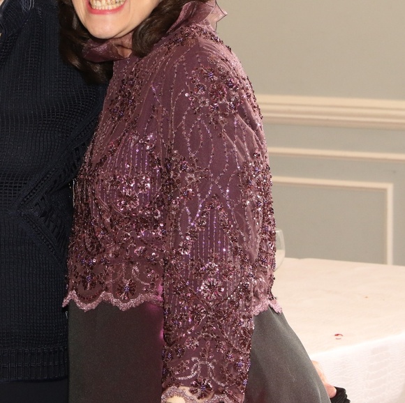 Tea Length Taffeta/Lace Gown - Picture 2 of 4